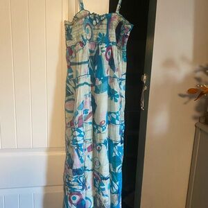 Colorful Maxi Sundress Dress with Abstract Print 8-10